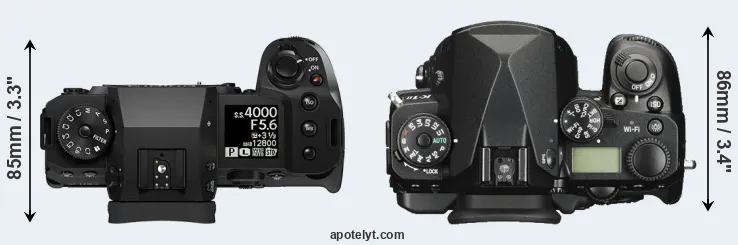 Compare X-H2S versus K-1 II top