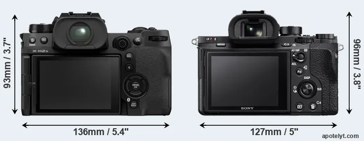Comparison X-H2S or A7R II rear
