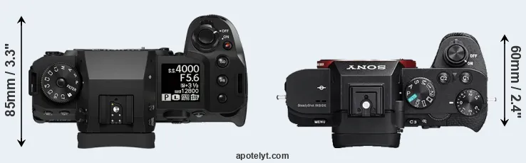 Compare X-H2S versus A7R II top