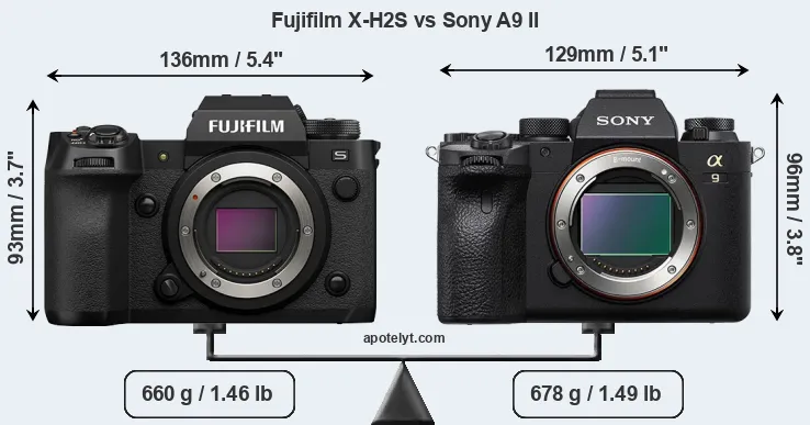 Size Fujifilm X-H2S vs Sony A9 II