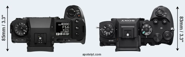 Compare X-H2S versus A9 III top
