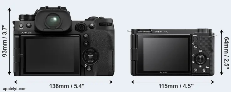 Comparison X-H2S or ZV-E10 rear