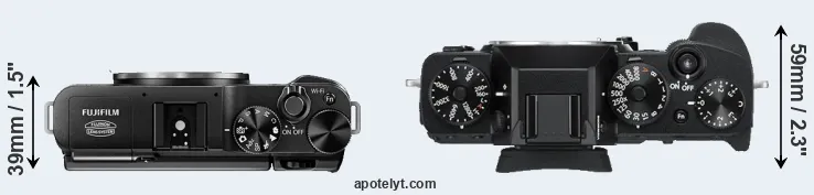 Compare X-M1 versus X-T3 top