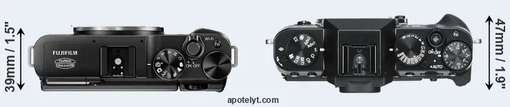 Compare X-M1 versus X-T30 top