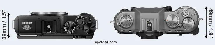 Compare X-M1 versus X-T50 top