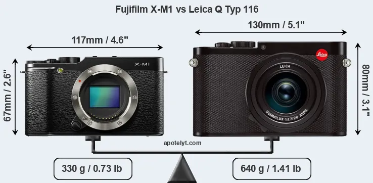 Size Fujifilm X-M1 vs Leica Q Typ 116