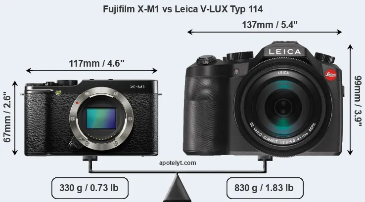 Size Fujifilm X-M1 vs Leica V-LUX Typ 114