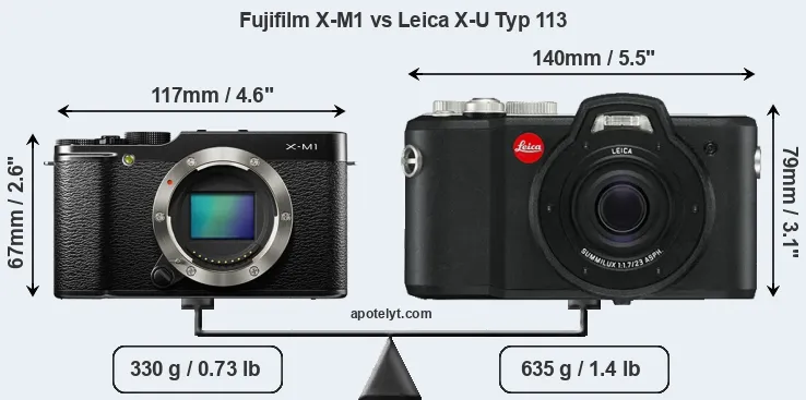 Size Fujifilm X-M1 vs Leica X-U Typ 113