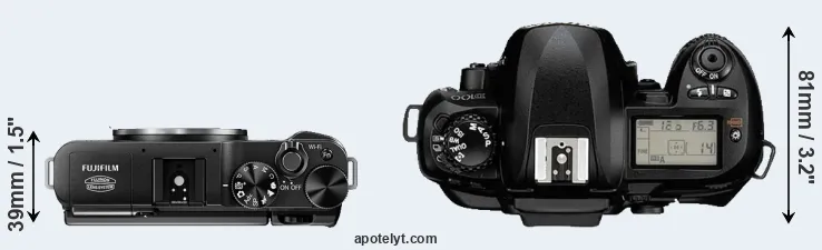 Compare X-M1 versus D100 top