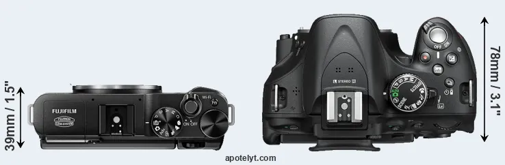 Compare X-M1 versus D5200 top
