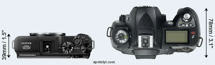 Compare X-M1 versus D70 top