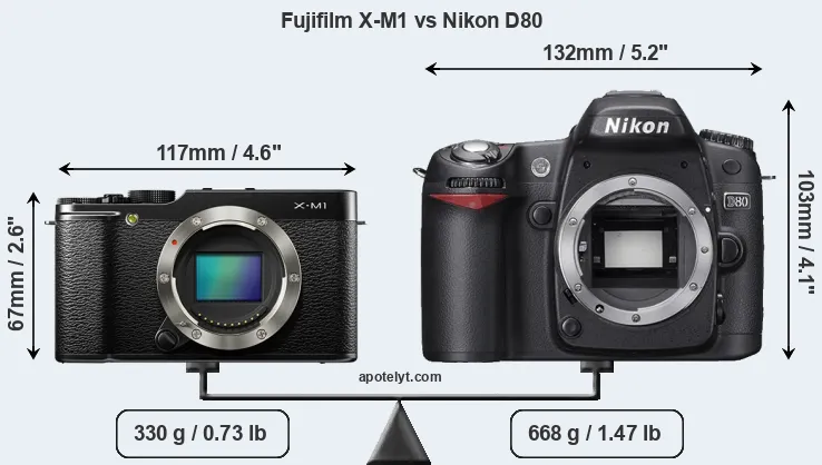 Size Fujifilm X-M1 vs Nikon D80