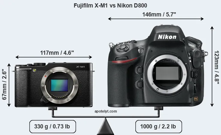 Size Fujifilm X-M1 vs Nikon D800