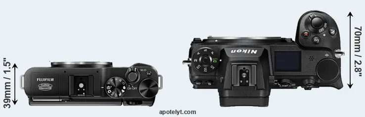 Compare X-M1 versus Z6 II top
