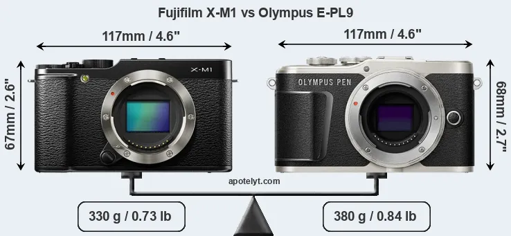 Size Fujifilm X-M1 vs Olympus E-PL9