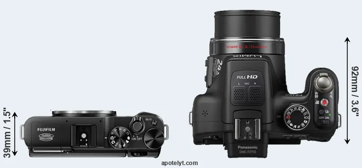 Compare X-M1 versus FZ150 top