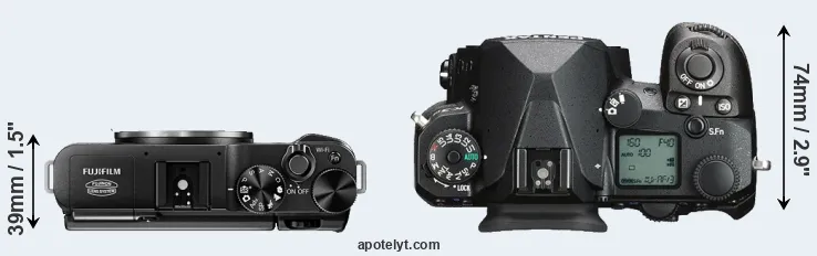 Compare X-M1 versus K-3 III top