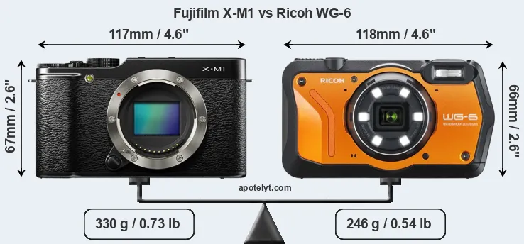 Size Fujifilm X-M1 vs Ricoh WG-6
