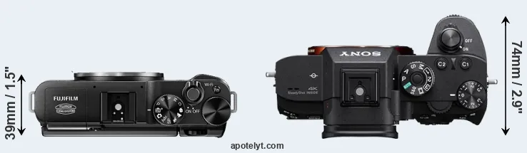 Compare X-M1 versus A7R III top