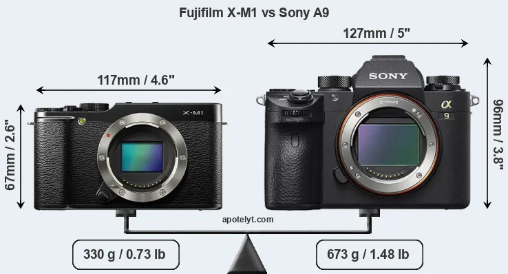 Size Fujifilm X-M1 vs Sony A9