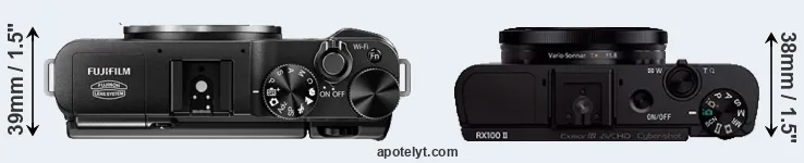 Compare X-M1 versus RX100 II top