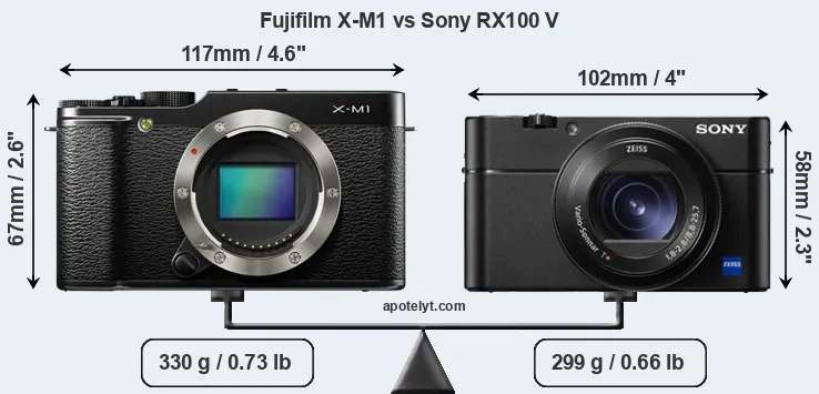 Size Fujifilm X-M1 vs Sony RX100 V