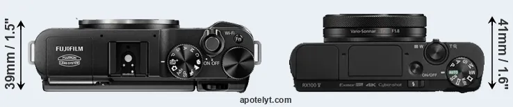 Compare X-M1 versus RX100 V top