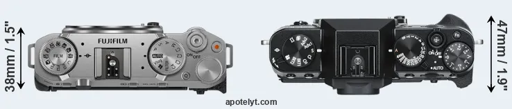 Compare X-M5 versus X-T30 top