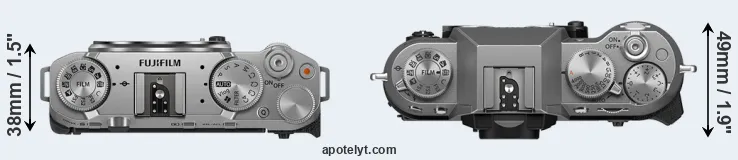 Compare X-M5 versus X-T50 top