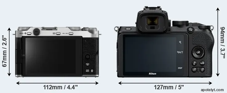 Comparison X-M5 or Z50 rear