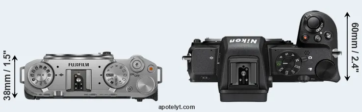 Compare X-M5 versus Z50 top