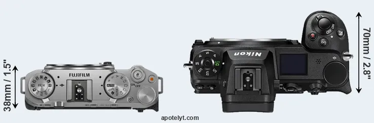 Compare X-M5 versus Z6 II top
