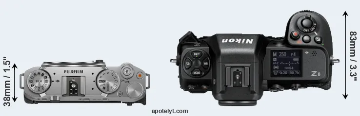 Compare X-M5 versus Z8 top