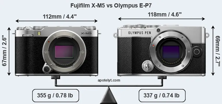Size Fujifilm X-M5 vs Olympus E-P7
