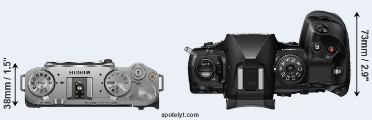 Compare X-M5 versus OM-1 top