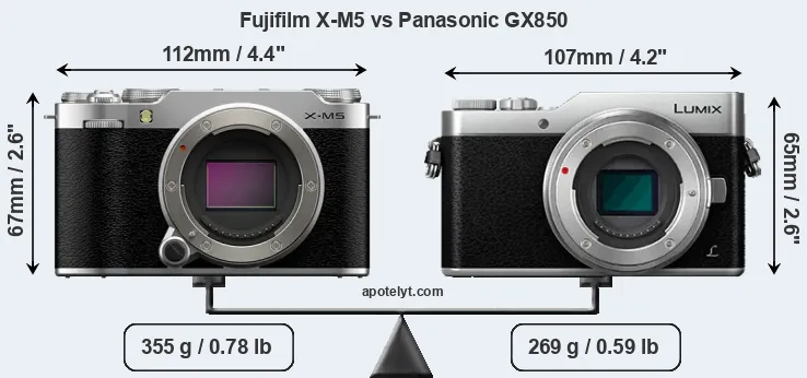 Size Fujifilm X-M5 vs Panasonic GX850