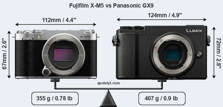 Size Fujifilm X-M5 vs Panasonic GX9