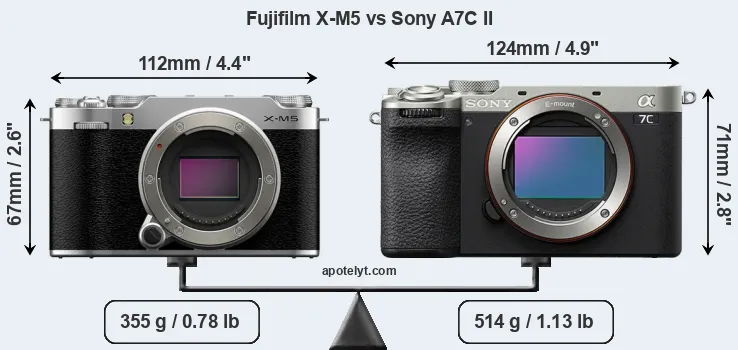 Size Fujifilm X-M5 vs Sony A7C II