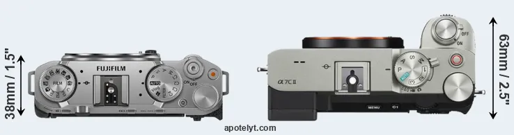Compare X-M5 versus A7C II top