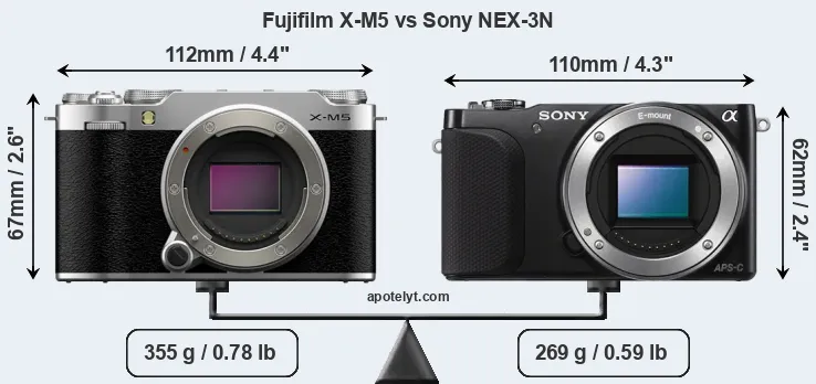 Size Fujifilm X-M5 vs Sony NEX-3N