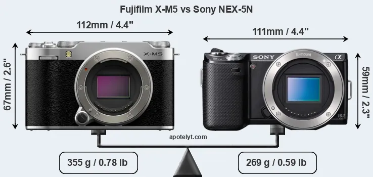 Size Fujifilm X-M5 vs Sony NEX-5N