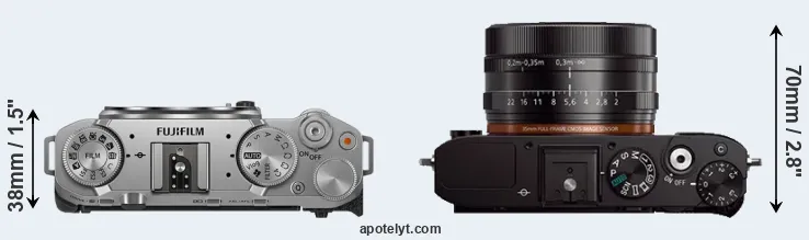 Compare X-M5 versus RX1 top