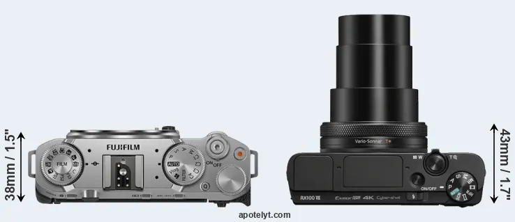 Compare X-M5 versus RX100 VII top