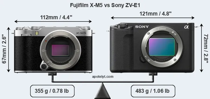 Size Fujifilm X-M5 vs Sony ZV-E1