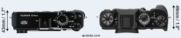 Compare X-Pro1 versus X-T2 top