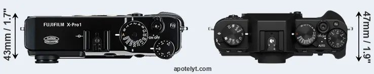 Compare X-Pro1 versus X-T30 II top
