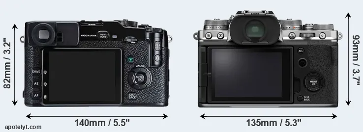 Comparison X-Pro1 or X-T4 rear