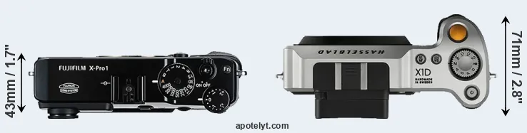 Compare X-Pro1 versus X1D top