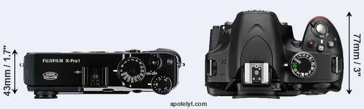 Compare X-Pro1 versus D3200 top