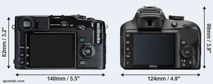 Comparison X-Pro1 or D3400 rear